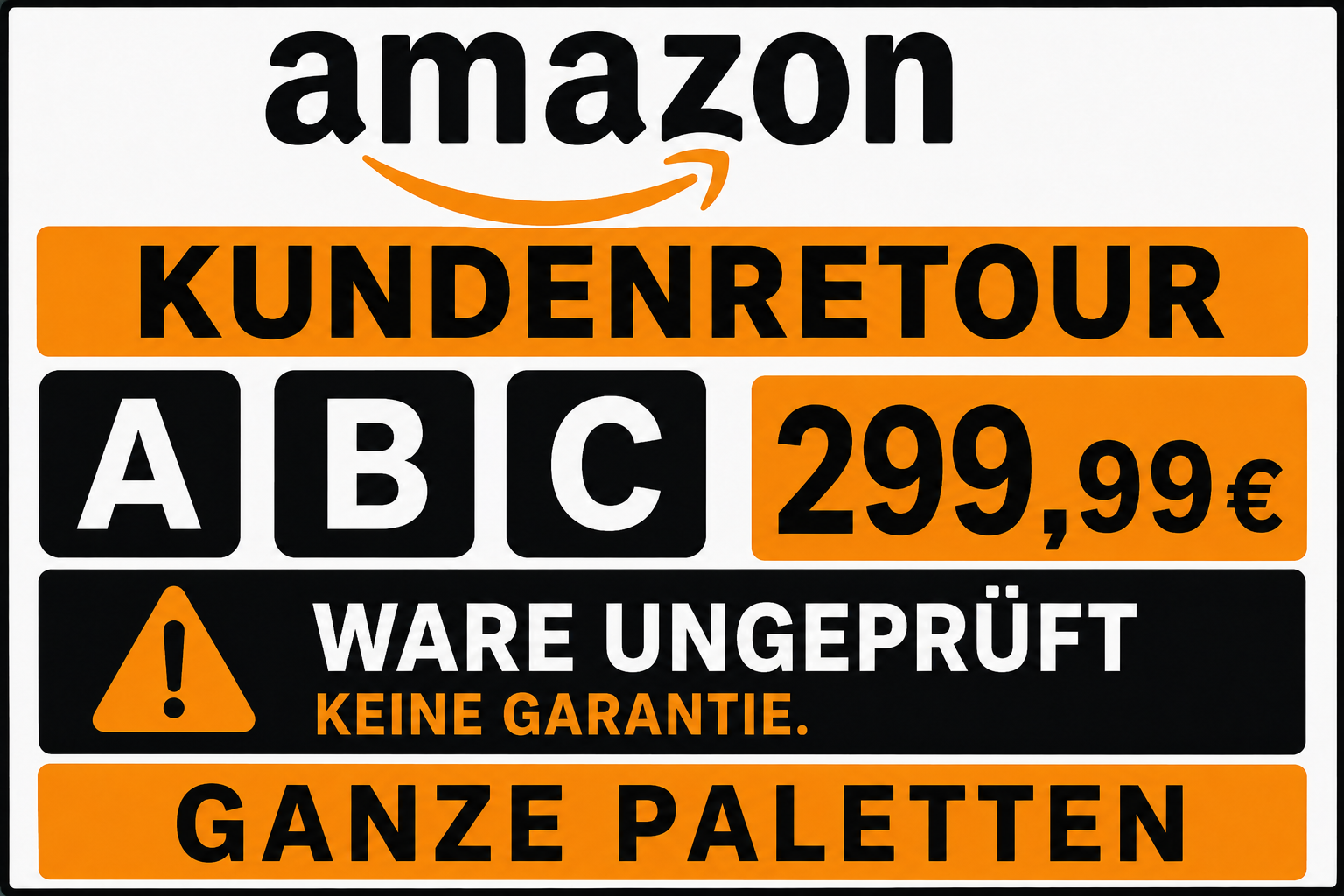 AMAZON KUNDENRETOUR A,B,C Ware Ungeprüft keine Garantie. Ganze Palette BiLi SHOP