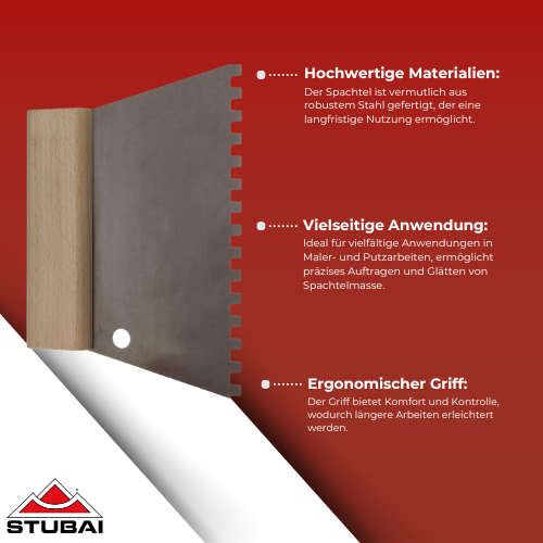 Stubai - Flächenspachtel in Trapezform E4 Zahnung 180 mm - Robuster Stahl, Professionelle Qualität BiLi SHOP