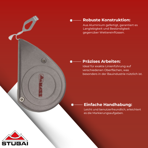 Stubai - Schlagschnurgerät ALU 30 m - Leichtes Aluminium, Robuste Konstruktion BiLi SHOP
