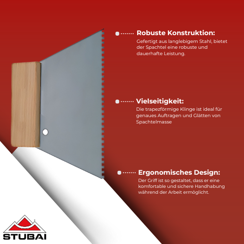 Stubai - Flächenspachtel Trapezform E6 und E8, 180 mm - Hochwertiger Stahl, Präzise Verarbeitung BiLi SHOP