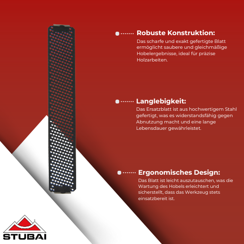 Stubai - Ersatzblatt für Standardhobel 250 mm - Hochwertiger Stahl, Präzisionswerkzeug BiLi SHOP