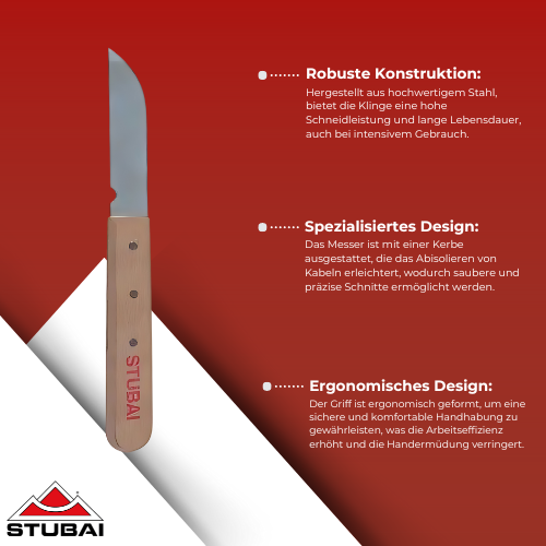 Stubai - Kabelmesser mit Kerbe - Präzises Schneidwerkzeug, Robuste Konstruktion BiLi SHOP