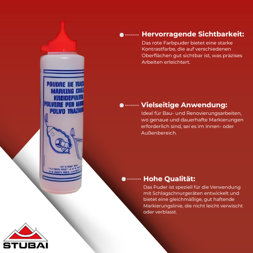 Stubai - Farbpuder Rot 100 g und 400 g - Hochpigmentiert, Ideal für Schlagschnurgeräte BiLi SHOP