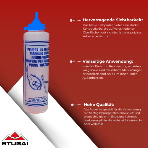 Stubai - Farbpuder Blau 100g und 400g - Hochpigmentiert, Ideal für Schlagschnurgeräte BiLi SHOP