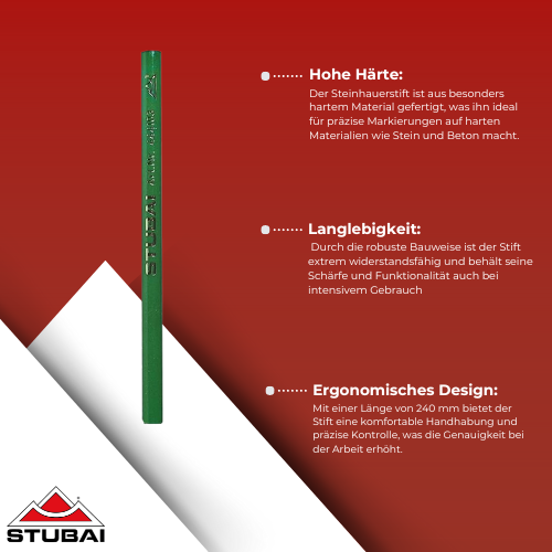Stubai - Steinhauerstift Hart 240 mm - Präzises Markierwerkzeug, Robuste Verarbeitung BiLi SHOP