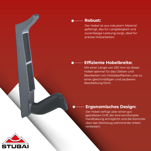 Stubai - Standardhobel 250 mm - Präzises Holzwerkzeug, Robuste Verarbeitung BiLi SHOP