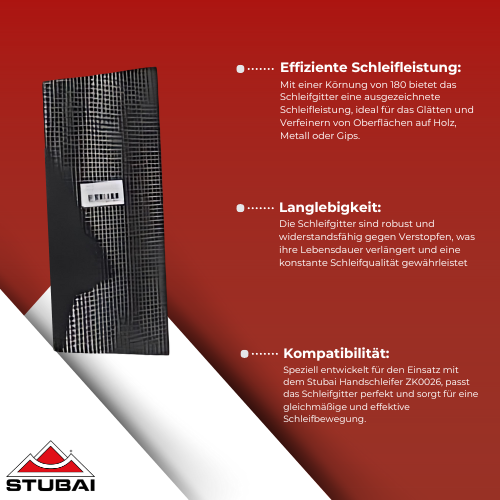 Stubai - Schleifgitter 93x280 mm K180, 5-tlg. - Hochwertiges Zubehör für Handschleifer BiLi SHOP