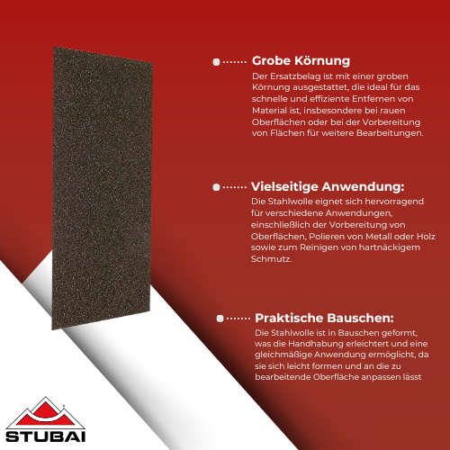 Stubai - Ersatzbelag für Schleifbrett 500 x 240 mm, Korn 16 - Robuster Schleifbelag, Langlebig BiLi SHOP