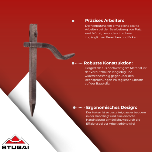 Stubai - Verputzhaken 155 mm - Robustes Werkzeug für präzises Arbeiten BiLi SHOP