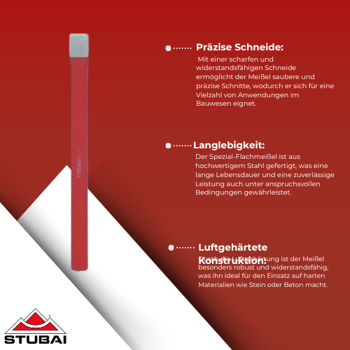 Stubai - Spezial-Flachmeißel 250 mm, luftgehärtet - Hochwertiger Stahl, Langlebige Qualität BiLi SHOP