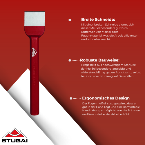 Stubai - Fugenmeißel Breit 250 mm - Robuster Stahl, Präzises Arbeiten für Mauerwerk BiLi SHOP