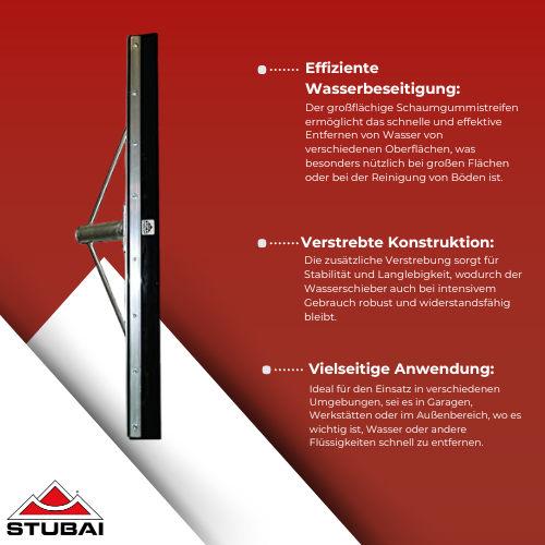 Stubai - Wasserschieber 600 mm mit Schaumgummistreifen - Effiziente Reinigung, Verstärkte Bauweise BiLi SHOP