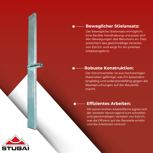 Stubai - Estrichverteiler 580 mm mit Beweglichem Stielansatz - Robustes Werkzeug für präzises Arbeiten BiLi SHOP