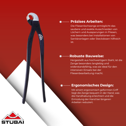 Stubai - Fliesenlochzange 200 mm - Präzises Werkzeug für saubere Lochungen in Fliesen BiLi SHOP