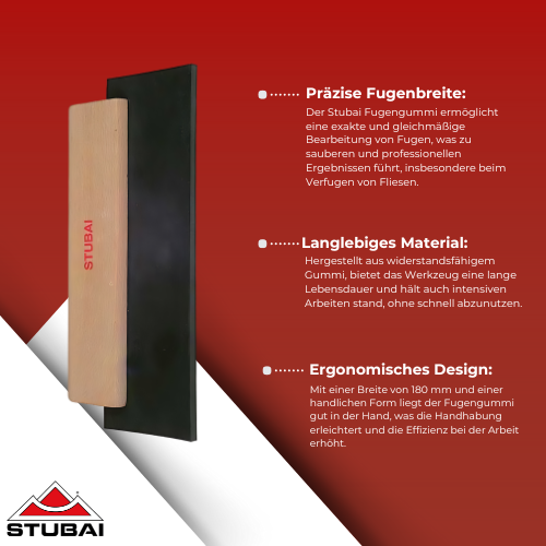 Stubai - Fugengummi 180 mm - Flexibles Werkzeug für präzises Verfugen BiLi SHOP