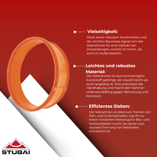 Stubai - Siebrahmen aus Kunststoff - Leicht, Robust und Effizient für Bau- und Gartenarbeiten BiLi SHOP