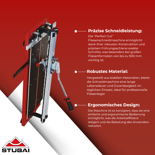 Stubai - Fliesenschneidmaschine Perfect Cut 900 mm - Präzise Schneidleistung, Robust und Zuverlässig BiLi SHOP