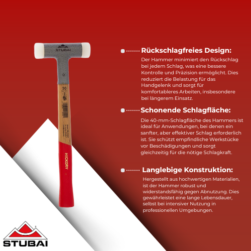 Stubai - Rückschlagfreier Schonhammer 40 mm - Kraftvolle, Präzise Schläge ohne Rückstoß BiLi SHOP