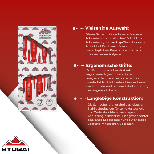 Stubai - Schraubendreher-Set 6-teilig - Robuste Werkzeuge für präzises Arbeiten BiLi SHOP