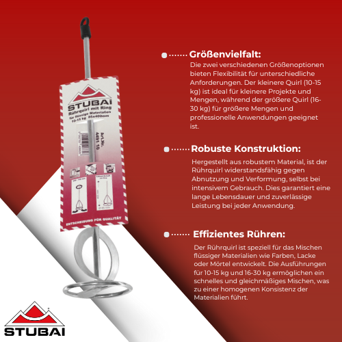 Stubai - Rührquirl für Flüssige Materialien - 10-15 kg und 16-30 kg - Effizientes Mischwerkzeug BiLi SHOP