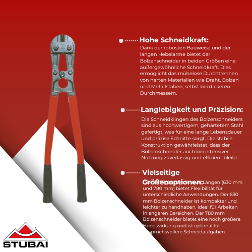 Stubai - Bolzenschneider 630 mm und 780 mm - Kraftvolles Werkzeug für präzises Schneiden BiLi SHOP