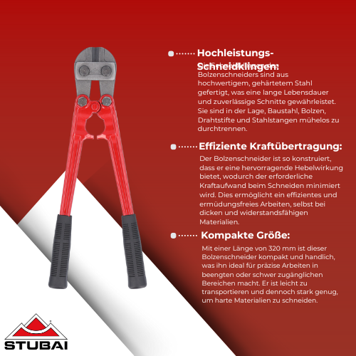Stubai - Bolzenschneider 320 mm - Präziser Metallschneider für Baustahl, Bolzen und Drahtstifte BiLi SHOP