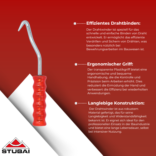 Stubai - Drahtwinder mit Transparentem Plastikgriff - Robustes Werkzeug zum Bewegen und Formen von Stahldraht BiLi SHOP