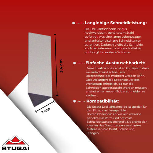 Stubai - Ersatz-Dreikantschneide für Bolzenschneider - Präzise Schneidkraft für den professionellen Einsatz BiLi SHOP