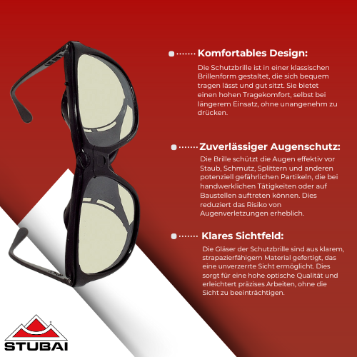 Stubai - Schutzbrille in Brillenform - Klare Sicht und zuverlässiger Augenschutz BiLi SHOP
