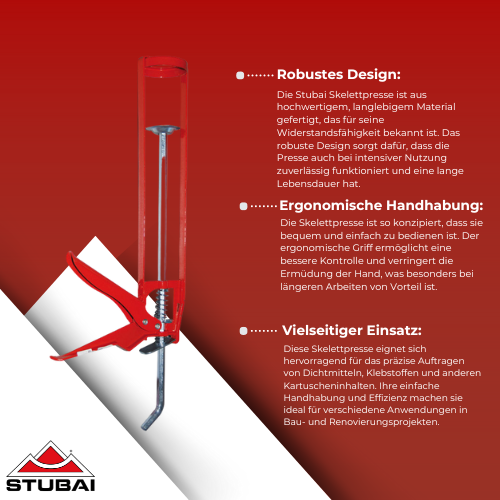 Stubai - Skelettpresse Rot - Robuste Kartuschenpistole für präzises Arbeiten BiLi SHOP