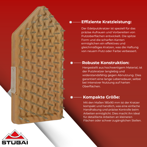 Stubai - Edelputzkratzer Spitzform 185 x 90 mm - Robustes Werkzeug für präzise Putzarbeiten BiLi SHOP
