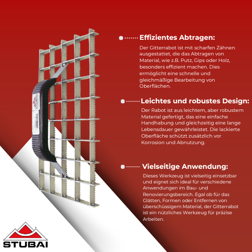 Stubai - Gitterrabot Lackiert mit Zähnen - Effektives Werkzeug für präzises Glätten und Bearbeiten BiLi SHOP
