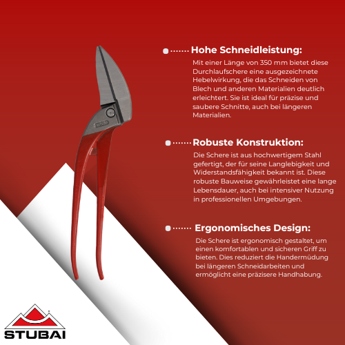 Stubai - Durchlaufschere 350 mm, Nr. 269001 - Hochwertige Schere für präzise Blechbearbeitung BiLi SHOP