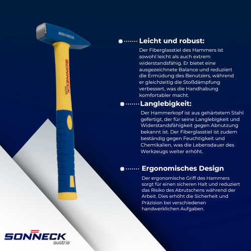 Sonneck - Schlosserhammer mit Fiberglasstiel - Präzision und Kraft für jede Aufgabe BiLi SHOP