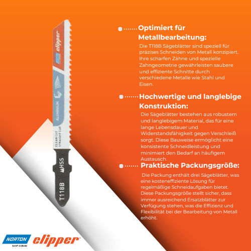 Norton Clipper - Sägeblatt Metall T118B - 3er Pack BiLi SHOP