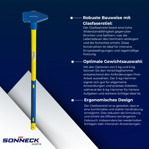 Sonneck Vorschlaghammer – 5kg & 6kg – Mit Glasfaserstiel BiLi SHOP