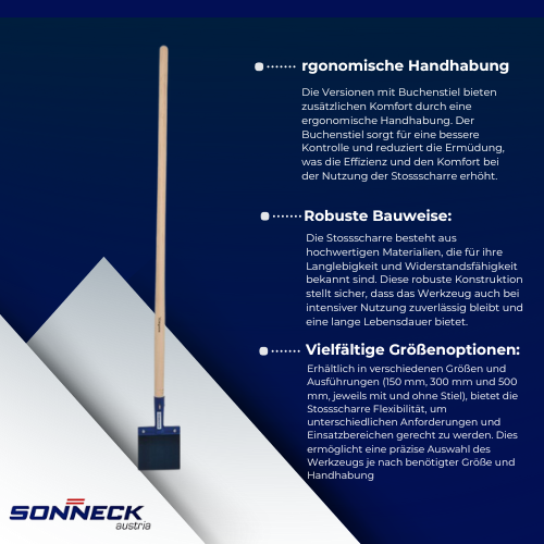 Sonneck - Stossscharre - 150/1 mm, 300/1,25 mm, 500/1,25 mm - Mit oder Ohne Stiel BiLi SHOP