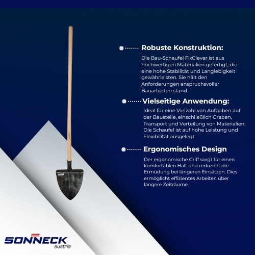 Sonneck - Bau-Schaufel FixClever, mit Buchenstiel, 1,5 kg BiLi SHOP