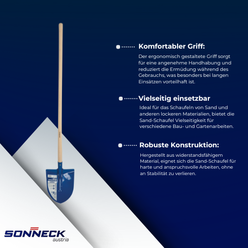Sonneck - Sand-Schaufel Standard, verfügbar ohne Stiel und mit Buchen-, Eschen- oder Fiberglassstiel BiLi SHOP