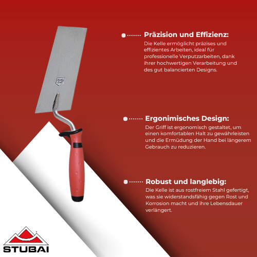 Stubai - Berner Putzkelle 160 mm - Rostfrei, Hochwertig, Ergonomischer Griff BiLi SHOP