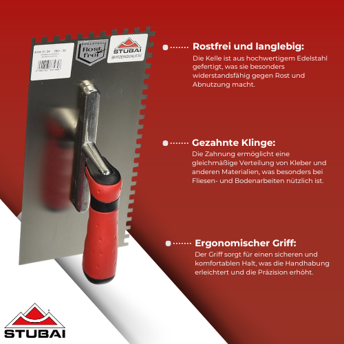 Stubai - Glättekelle Serie 2K mit Zahnung, rostfrei BiLi SHOP
