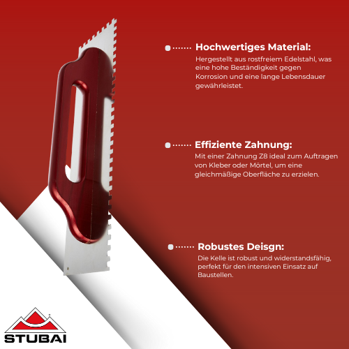 Stubai - Aufziehglättekelle Z8 - Rostfreier Edelstahl, Ergonimischer Griff, Profi Qualität BiLi SHOP