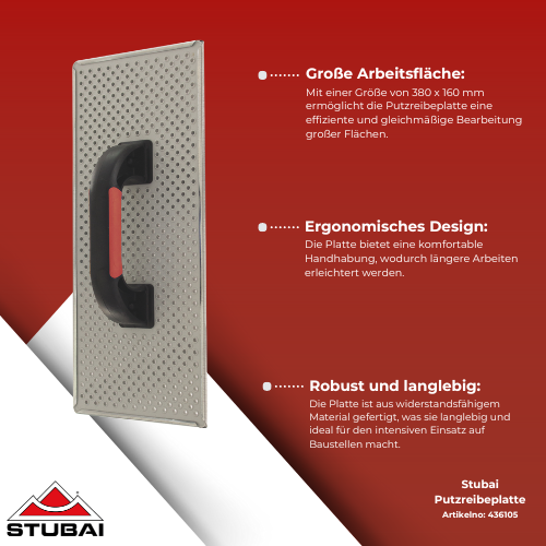 Stubai - Putzreibeplatte - Hochwertige Konstruktion, Ergonomischer Griff, Profi-Qualität BiLi SHOP
