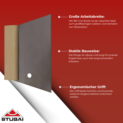 Stubai - Flächenspachtel 180 mm - Robuster Stahl, Ergonomischer Standardgriff, Profi-Qualität BiLi SHOP