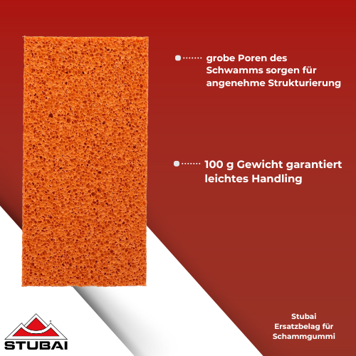 Stubai - Ersatzbelag für Reibebrett - Hochwertiger Schwammgummi, Langlebig - 280 x 140 mm BiLi SHOP