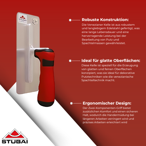 Stubai - Venezianer Kelle 240 mm Rostfrei - Ergonomischer 2K-Griff, Profi-Qualität BiLi SHOP